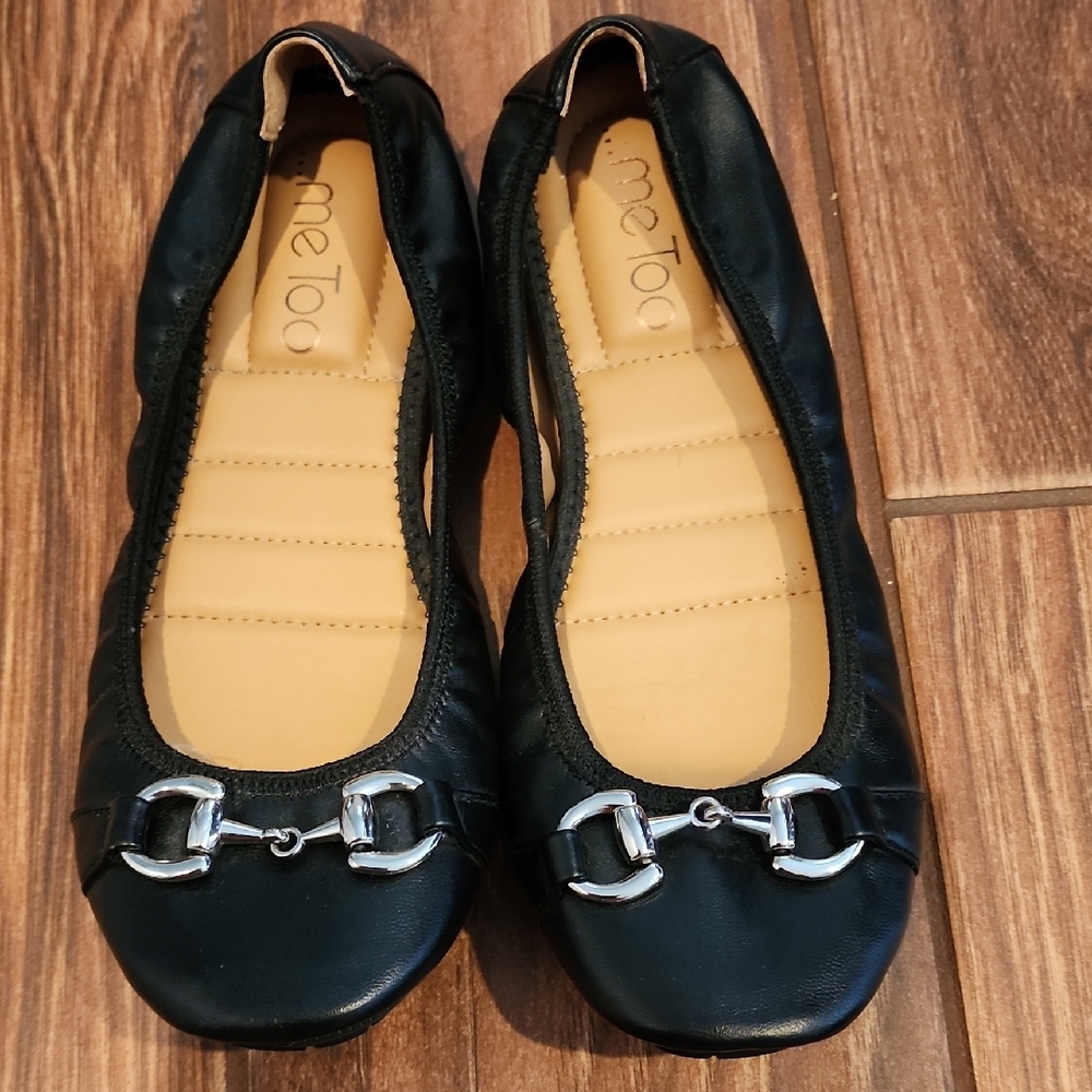Me Too Black Comfort Flats with Silver Accent